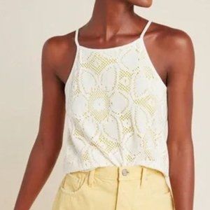 Anthropologie | Cosette Tank Top in White/ Yellow Lace